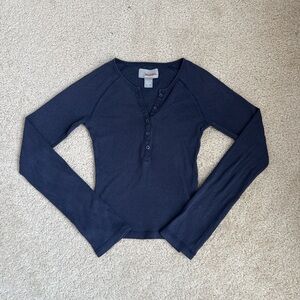Hollister y2k vintage Navy Blue Henley Shirt XS